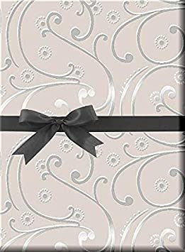 Wedding Swirl Pearl and silver Gift Wrap Wrapping Paper 12ft Folded with Gift Tags