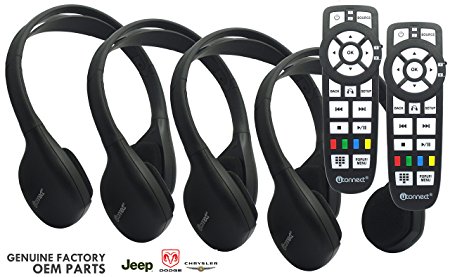 4 OEM Headphones & 2 Remote Set for Chrysler Dodge Jeep Uconnect Audio Kit 05091246AA