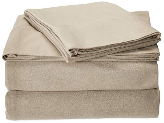 Shavel Home Products Micro Flannel Sheet Set, Twin, Taupe