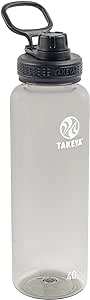 Takeya 40 oz Tritan Plastic Sport Water Bottle with Spout Lid, Premium Quality, BPA Free Food Grade Materials, Stormy Black