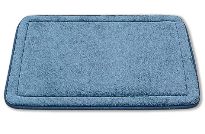 Christies Home Living Comfortable Non-Slip Luxurious Soft Memory Foam Bath Rug Mat, 17" x 24", Set of 2 (Navy Blue)