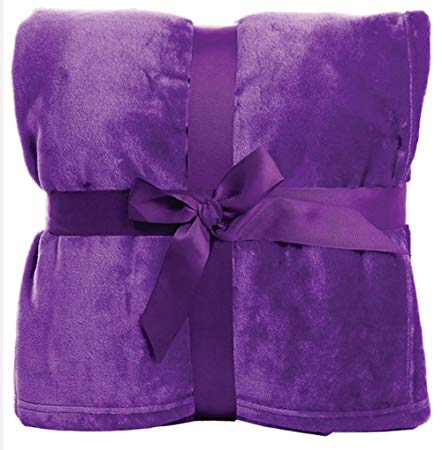 Simplicity Flannel Fleece Throw Blankets Soft and Cozy Luxurious Blanket, Purple