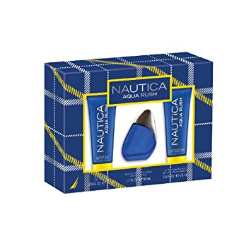Nautica Aqua Rush 3 Piece Gift Set (Eau de Toilette Spray, After Shave Balm, Shower Gel)