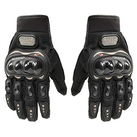 Tcbunny Pro-biker Motorbike Carbon Fiber Powersports Racing Gloves (Black, X-Large)