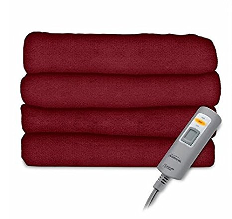 Sunbeam Velvet Plush Electric Heated Throw Blanket 60" x 50" (Red)