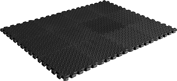 CAP Barbell Exercise Mat Interlocking Puzzle Mat, Diamond Plate Texture, Covers 12 Sq Ft, Black 12 x 12 x 1/2