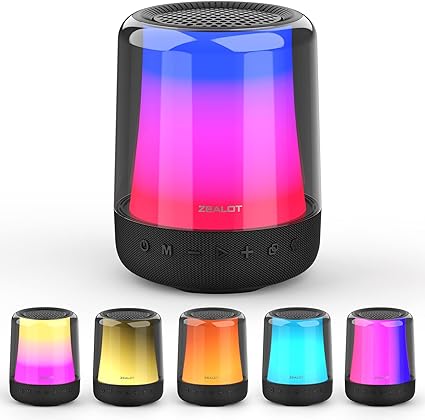 ZEALOT Bluetooth Speaker, Portable Bluetooth Speaker with 11 Colors Lights, 24W Loud HD Stereo Sound, Super Bass Wireless Speaker,V5.2 Bluetooth, Dual Pairing,TF Card/USB/AUX for Party,Home,Outdoor