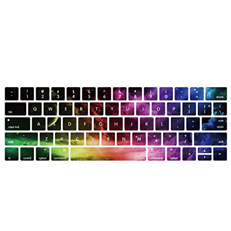 YMIX MacBook Keyboard Cover for 2016 2017 2018 Pro 13 Pro 15 Inch with Touch Bar, Washable Silicone Keyboard Skin for Pro 13 (A1706 A1989) & Pro 15 (A1707 A1990) with Touch Bar - Nebula