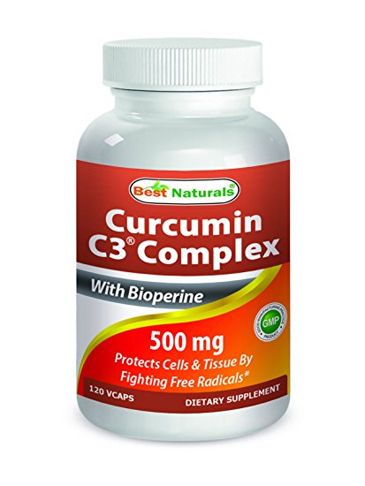 Best Naturals Turmeric Curcumin C3® Complex with Bioperine Veg Capsules, 500 mg, 120 Count