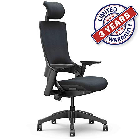 Ergonomic High Swivel Executive Chair with Adjustable Height, Head, 3D Arm Rest, Lumbar Support and Upholstered Back for Home Office (Black)