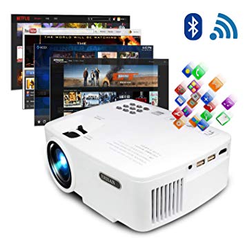 Android WiFi Bluetooth Projector (Warranty Included), Support Full HD 1080P, ERISAN Multimedia Mini Pro Portable LED Projector For Home Theater Movie Video Games