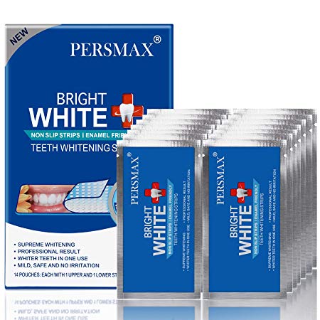 PERSMAX Teeth Whitening Strips, Non-Slip Dental Whitener Professional Effect Whitening Strips,14 Treatments 28 Strips