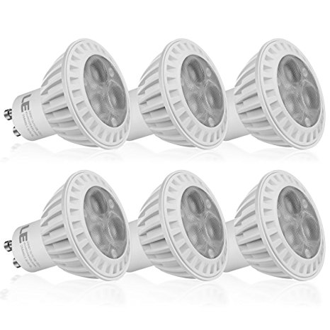 LE 6 Pack Dimmable GU10 LED Light Bulbs, 50W Halogen Bulbs Equivalent, 5W 400lm, 38° Spot Beam Angle, Daylight White, 6000K, MR16, Recessed Lighting, Spotlight