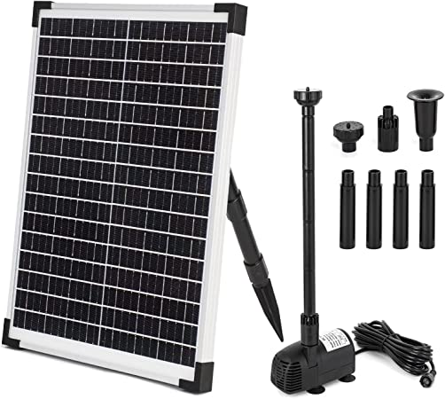 ECO-WORTHY Solar Fountain Water Pump Kit 25 W, 410GPH Submersible Powered Pump and 25 Watt Solar Panel for Sun Powered Fountain, Fish Pond, Pond Aeration, Hydroponics, Garden Decoration, Aquaculture…