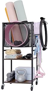 StorageWorks Home Gym Weight Rack, Exercise Equipment Storage Rack, Yoga Mat Storage Rack, Yoga Mat Holder with Wheels