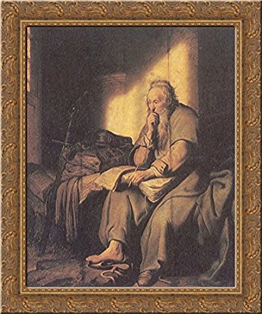 St. Paul in Prison 20x24 Gold Ornate Wood Framed Canvas Art by Rembrandt