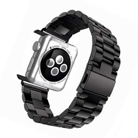 Apple Watch Band 42mm - Tevina Stainless Steel Wrist Bracelet Clasp with Milled Polishing Shiny Solid Connector Buckle Strap for iWatch