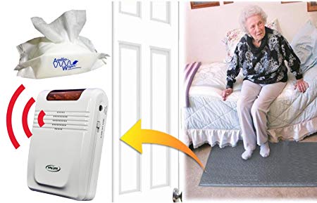 Smart Caregiver Economy Cordless Fall Monitor and Cordless Floor Mat Sensor Bundle With Pouch of 30 AudioWipes