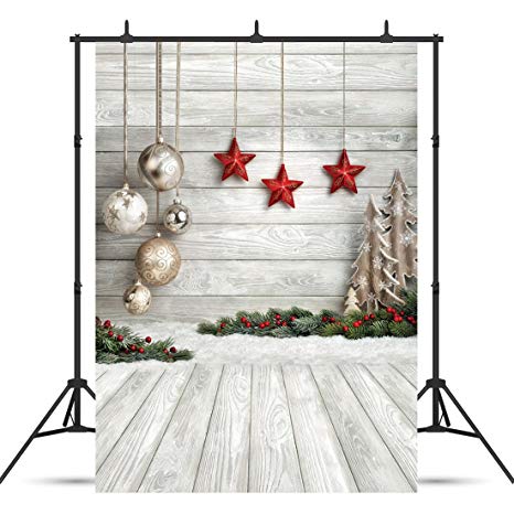 SJOLOON 5X7ft Christmas Balls White Wood Floor Photography Backdrop Fabric Photo Backdrops Customized Studio Background JLT10383