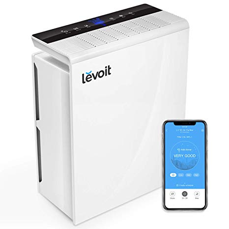 LEVOIT Smart WiFi Air Purifier with True HEPA Filter, Cleaner for Large Room, Allergies, Pets, Smokers, Smoke, Dust, Odor Eliminator, Air Quality Monitor, Energy Star, US-120V, 2-Year Warranty