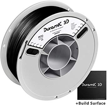 DURAMIC 3D PETG Printer Filament 1.75mm Black, 3D Printing Filament with Build Surface 200 x 200mm, 1kg Spool(2.2lbs), Dimensional Accuracy  /- 0.05 mm