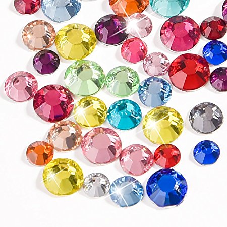 WXJ13 3 Sizes Flatback Rhinestones Mixed Colors Resin Round Crystal, 2000 Pieces