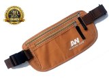 Travel Money Belt The Undercover Hidden Waist Stash in Khaki with RFID Sturdy and Secure Travel Pouch for Holding Phone Passport Credit Cards Boarding Pass and Cash