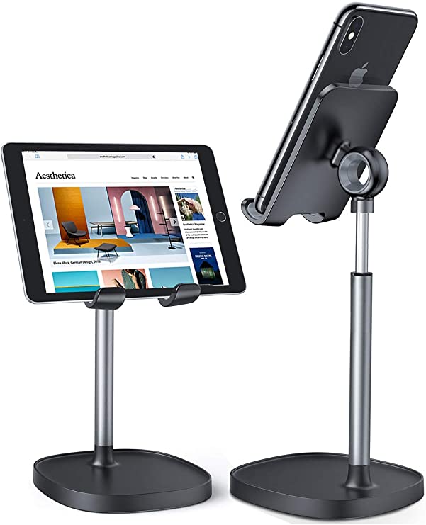 Cell Phone Stand,Angle Height Adjustable LISEN Cell Phone Stand For Desk,Thick Case Friendly Phone Holder Stand For Desk, Compatible with All Mobile Phones,iPhone,Samsung,Pixel,iPad,Tablet(4-10in)