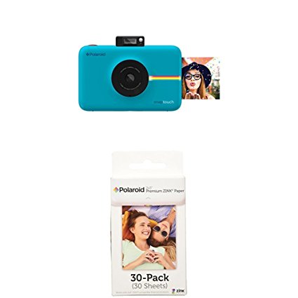 Polaroid Snap Touch Instant Print Digital Camera With LCD Display (Blue) w/ Polaroid 2x3-Inch Premium ZINK Photo Paper (30 Pack)