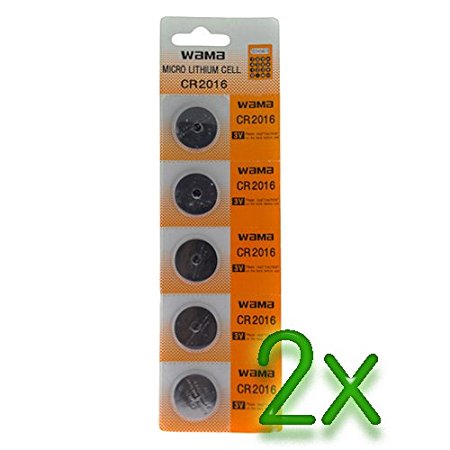 (10) CR2016 Lithium Button Cell 3V Batteries