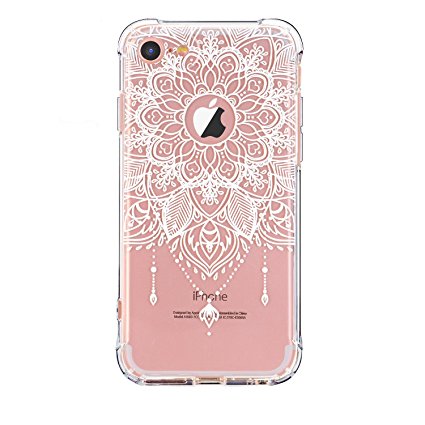 iPhone 6 6S Case, LUOLNH White Henna Mandala Transparent Clear Design TPU Bumper Protective Shockproof Back Case Cover for iPhone 6/6s (4.7 Inch)