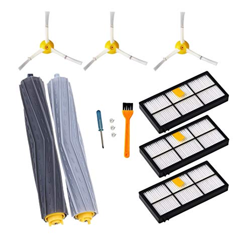Accessories for iRobot Roomba 800 & 900 Series-Vacuum Cleaner Replacement Parts(9PCS) 1 Pair Debris Rollers,3 Filters,3 Side Brushes and 1 Free Filter Brush