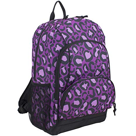 Eastsport Multi Pocket School Backpack, Purple Cheetah