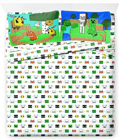 Minecraft Creative Mode 100% Cotton Double Fitted Sheet