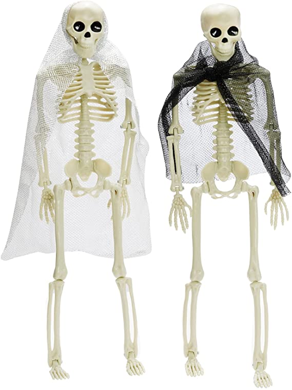HOVEOX 2 Pack Halloween Skeletons Full Body Posable Movable Joints Skeletons Halloween Skeleton Decorations for Halloween Haunted House Spooky Scene Party Decoration