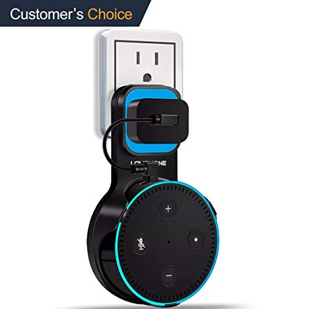 LOVPHONE Outlet Wall Mount Hanger Stand for Amazon Alexa Echo Dot 2nd Generation,Space-Saving for Your Smart Home Speakers without Messy Wires or Screws - Short Charging Cable Included (black)