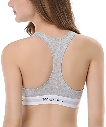 WingsLove Women's 3 Pack/ 1 Pack BUY 1 GET 1 FREE Cotton Bralette Comfort Bra with Pullover Racerback