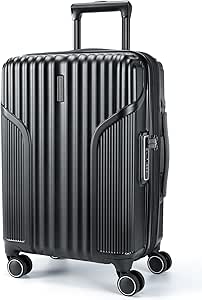 BAGSMART Expandable Carry On Luggage 22x14x9 Airline Approved, Carry On Suitcase with Spinner Wheels, Hardside Polycarbonate Rolling Travel Luggage with TSA Lock 20-Inch Carry-On, Black