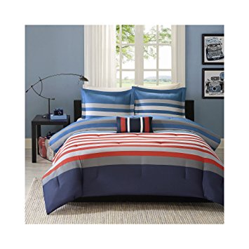 Mizone Kyle 4 Piece Comforter Set, Red/Blue, Full/Queen