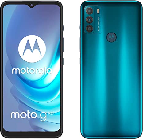 Motorola Smartphones moto g50 (6.5 Inch Max Vision HD , Qualcomm Snapdragon 480 2.0 GHz octa-core, 48 MP Triple Camera, 5000 mAH Battery, Dual SIM, 4/64 GB, Android 11), Aqua Green