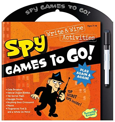 Peaceable Kingdom Secret Spy Write and Wipe Games to Go! Activity Book