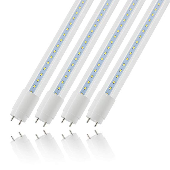4Foot LED Light Bulbs T8, Romwish 48" 18W(40W Equivalent) Glass LED Tube Light Bulbs Glass, 6000K Cool White, Bi-Pin G13 Base, 2000 Lumens, Dual-End Powered, Works Without Ballast, Clear Cover(4 Pack)