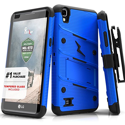 LG Tribute HD Case, Zizo [Bolt Series] w/ FREE [LG Tribute HD Screen Protector] Kickstand [12 ft. Military Grade Drop Tested] - LG X Style