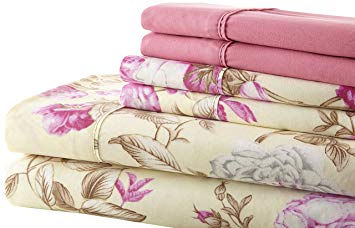 Spirit Linen Hotel 5Th Ave Palazzo Home 6-Piece Luxurious Printed Sheet Set, Full, Pink Floral