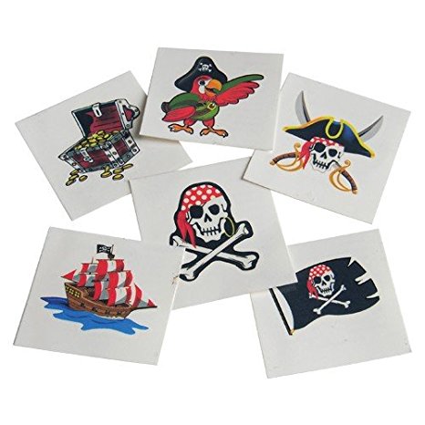 Assorted Pirate Theme Temporary Tattoos (144)