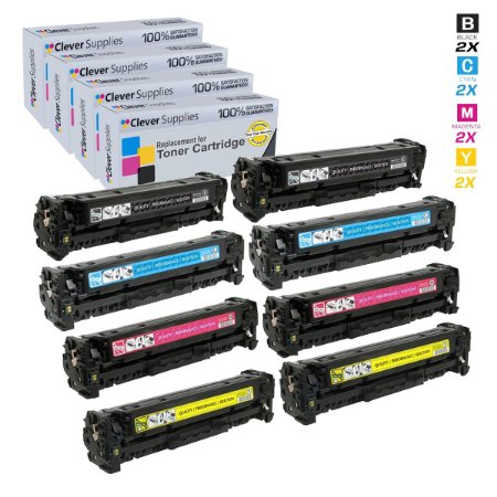 Clever Supplies© Compatible Toner Cartridges 8 Color Set for HP PRO 400 COLOR M451DN (CE410X, CE411A, CE412A, CE413A), HP 305A, COLOR LASERJET M375 MFP, M375NW MFP, M451DN, M451DW, M451NW, M475DN