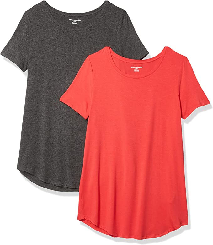 Amazon Essentials Women's 2-Pack Short-Sleeve Scoopneck Tunic