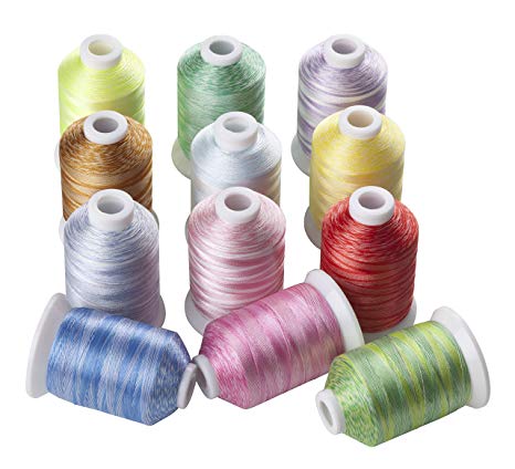 12 Variegated Color Polyester Embroidery Machine Thread for Most Home Embroidery Machines 1100 Yards Each