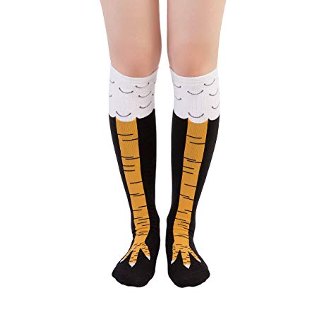 Zoopwon Crazy Funny Chicken Legs/US Flag Boots Knee/Thigh High Novelty Socks Funny Gag Gifts