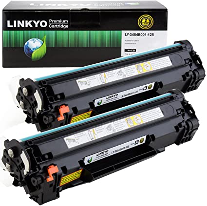 LINKYO Compatible Toner Cartridge Replacement for Canon 125 3484B001AA (Black, 2-Pack)